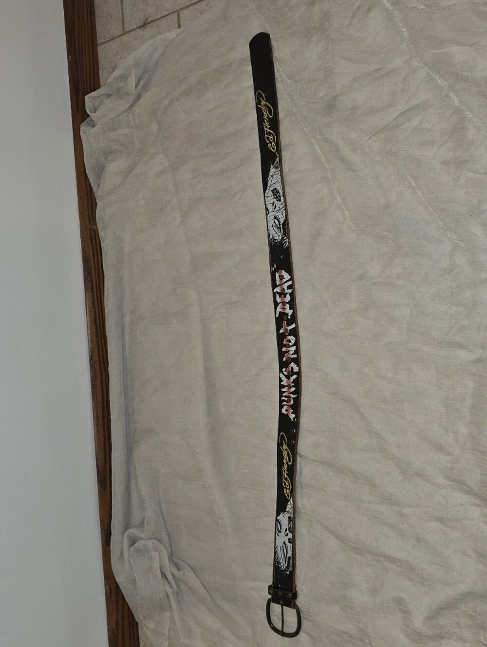 Vintage Y2k Ed Hardy Black Leather Punks Not Dead Belt